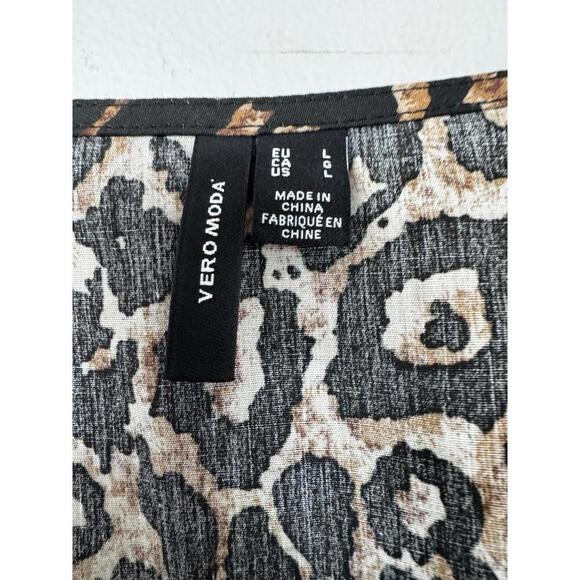 NWOT Vero Moda Leopard Print Wrap Top Sz Lg Wild Side Glam Chic Y2K Revival - Picture 2 of 3